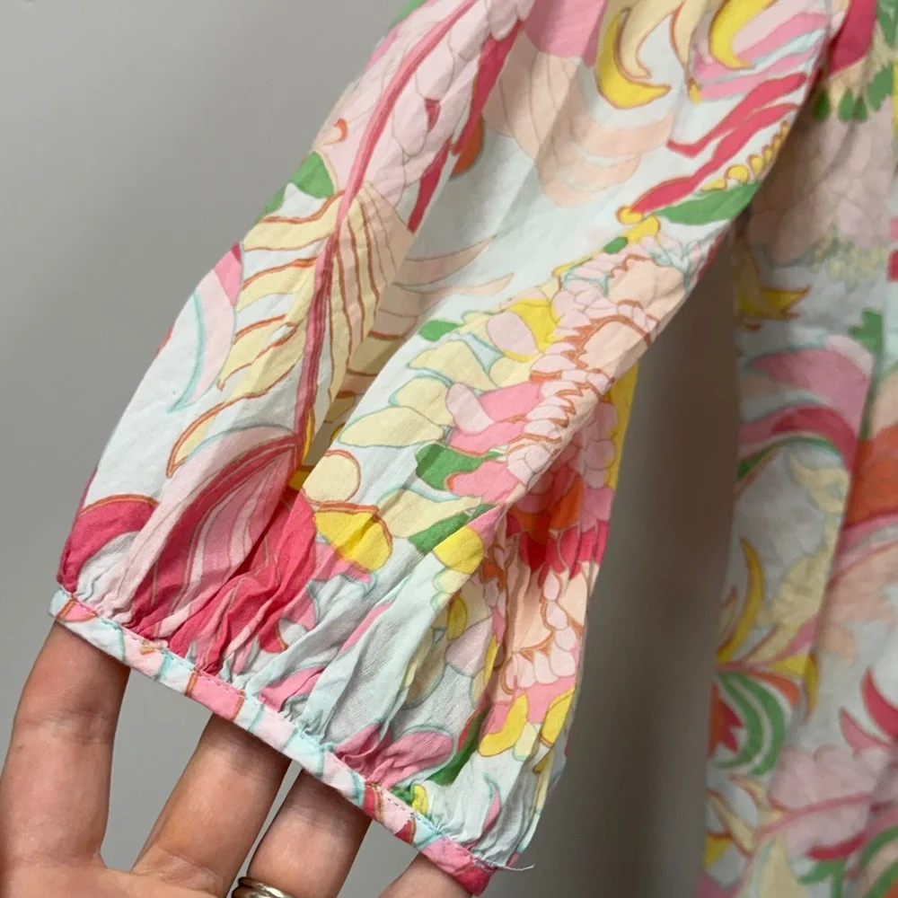 Talbots Multicolor pintuck Floral Blouse S - Picture 5 of 7